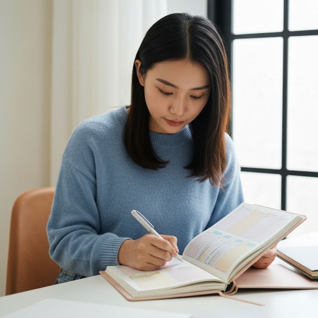 Person planning daily schedule